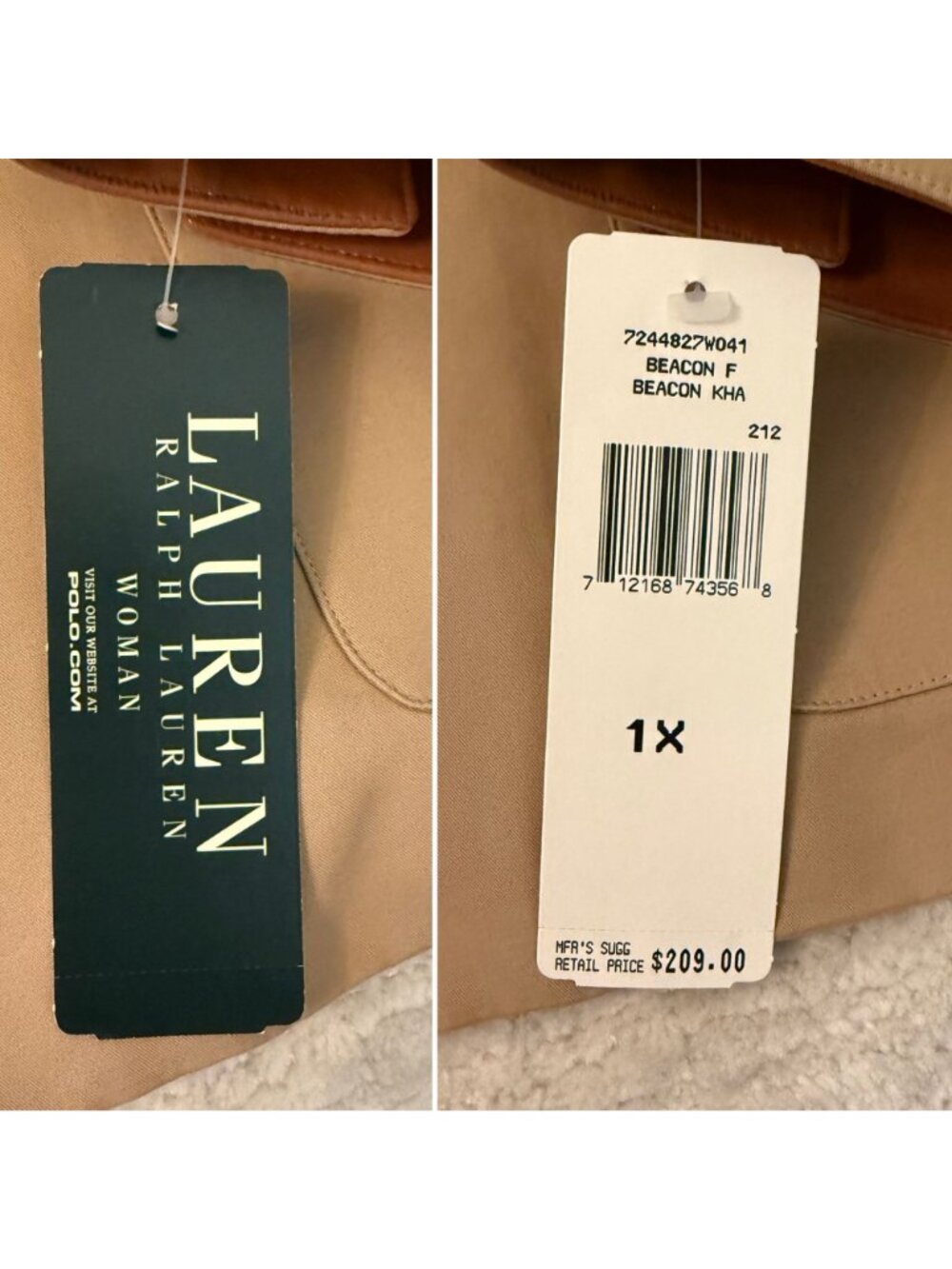 Lauren Ralph Lauren Woman Beige Lightweight Button Front Jacket Size 1X - Picture 4 of 12